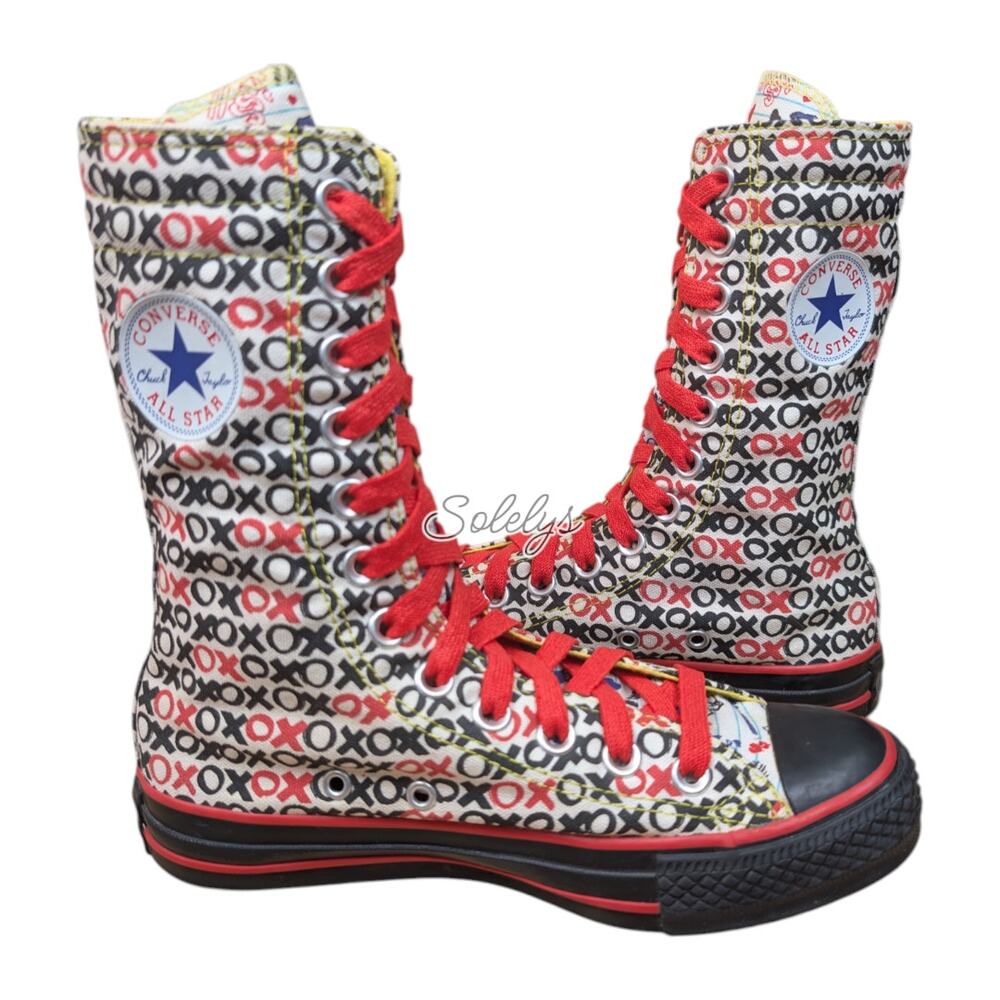 Converse 2011 XHI Extra Calf High Custom White Black Red XOXO Sneaker Womens 5 - Picture 11 of 11